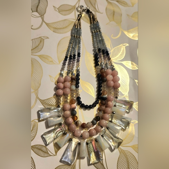 Nakamol Natural Gemstone & Prism Crystal Multistrand Necklace - Picture 3 of 8